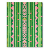 Vibrant Pink Green Geometric Tribal Rug