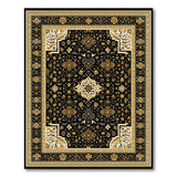 Ornate Black Gold Persian Area Rug