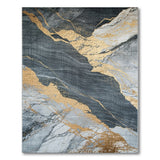 Gold Veined Grey Marble Abstract Area Rug