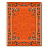 Orange Ornate Orange Floral Border Area Rug