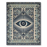 Tribal All-Seeing Eye Area Rug in Blue Teal