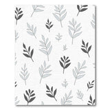 Black White Eucalyptus Leaf Pattern Area Rug