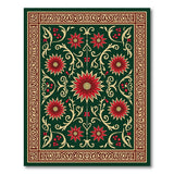 Elegant Green Poinsettia Floral Area Rug
