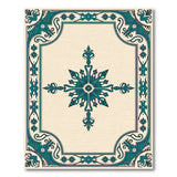 Ornate Teal Snowflake Motif Cream Area Rug
