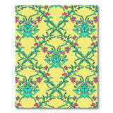 Vibrant Teal Pink Floral on Yellow Area Rug
