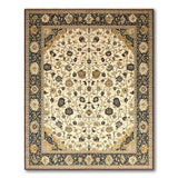 Cream Navy Floral Persian Area Rug