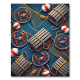 Coastal Crab and Trap Blue Area Rug