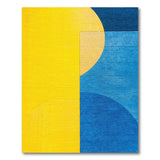 Abstract Yellow Blue Curved Geometric Area Rug