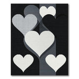 Layered Hearts Black White Area Rug