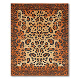 Orange Leopard Print Heritage Tribal Rug