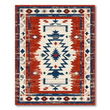 Distressed Red Southwestern Geometric Area Rug