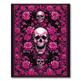 Gothic Pink Skull Roses Area Rug