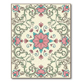 Ornate Pink Teal Floral Medallion Rug