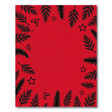 Bold Red Feather Leaf Bird Border Area Rug