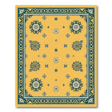 Yellow Teal Floral Medallion Vintage Area Rug