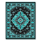 Teal Black Traditional Persian Area Rug