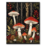 Whimsical Red Mushroom Woodland Rug