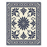 Blue and Teal Navy Blue Persian Floral Medallion Rug