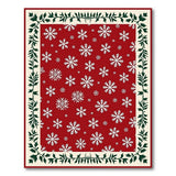 Red Snowflake Area Rug with Holly Leaf Border