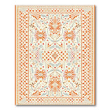 Orange Floral Vintage Washable Area Rug