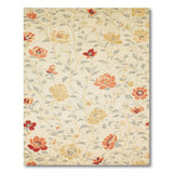 Beige and Neutral Cream Floral Vintage Area Rug with Red Blooms