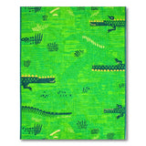 Kids Cartoon Green Playful Green Crocodile Cartoon Area Rug