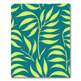 Teal Eucalyptus Leaf Pattern Area Rug