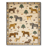 Beige Heritage Tribal Safari Animals Rug