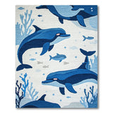 Playful Dolphins Ocean Kids Area Rug