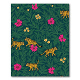 ODIKA Tiger & Floral Jungle Pattern Washable Area Rug - Low Pile Non-Slip