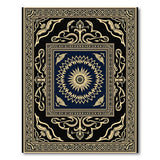 Navy Blue Gold Starburst Persian Area Rug