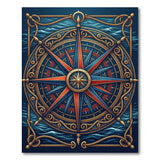 Blue and Teal Nautical Compass Rose Area Rug