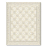 Beige Geometric Trellis Area Rug with Ornate Border