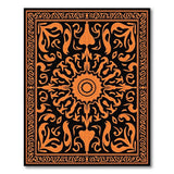 Orange Persian Medallion Area Rug on Black