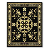 Elegant Gold on Black Persian Area Rug