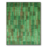 Green Geometric Stripe Patchwork Area Rug