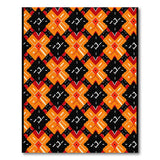 Bold Orange Black Geometric Diamond Rug