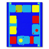 Retro Pixel Geometric Multi-Color Area Rug
