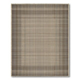 Brown Plaid Woven Area Rug with Fringe