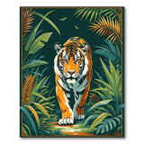 ODIKA Jungle Tiger Washable Area Rug - Low Pile Non-Slip Tropical Art Print