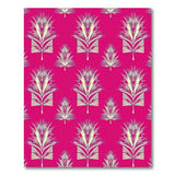 Vibrant Pink Geometric Palm Frond Area Rug