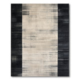 Black White Asymmetrical Stripe Area Rug