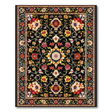 Vibrant Floral Persian Area Rug on Black