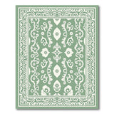 Green Ornate Green Persian Border Area Rug