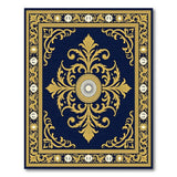 Navy Blue Gold Filigree Ornate Area Rug