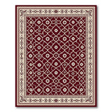 Rich Red Persian Area Rug with Intricate Cream Motifs