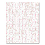 Pink Hexagon Floral Line Art Area Rug