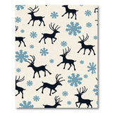 Festive Reindeer Silhouettes Snowflakes Area Rug