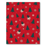 Festive Red Christmas Trees Snowflakes Area Rug