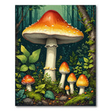 Multi-color and Patterns Enchanted Orange Mushroom Forest Area Rug